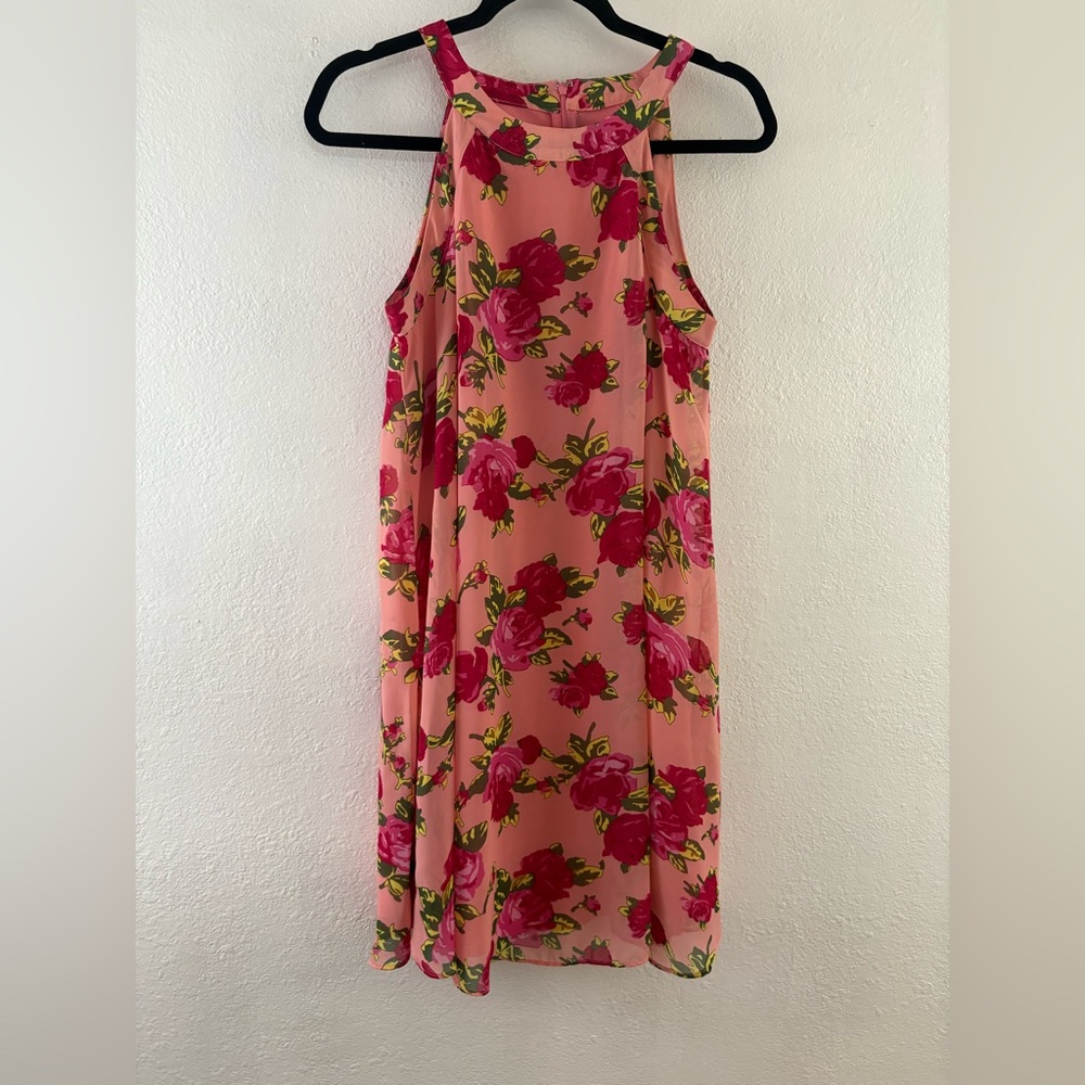 Betsey Johnson pink Floral halter neck Dress size 6